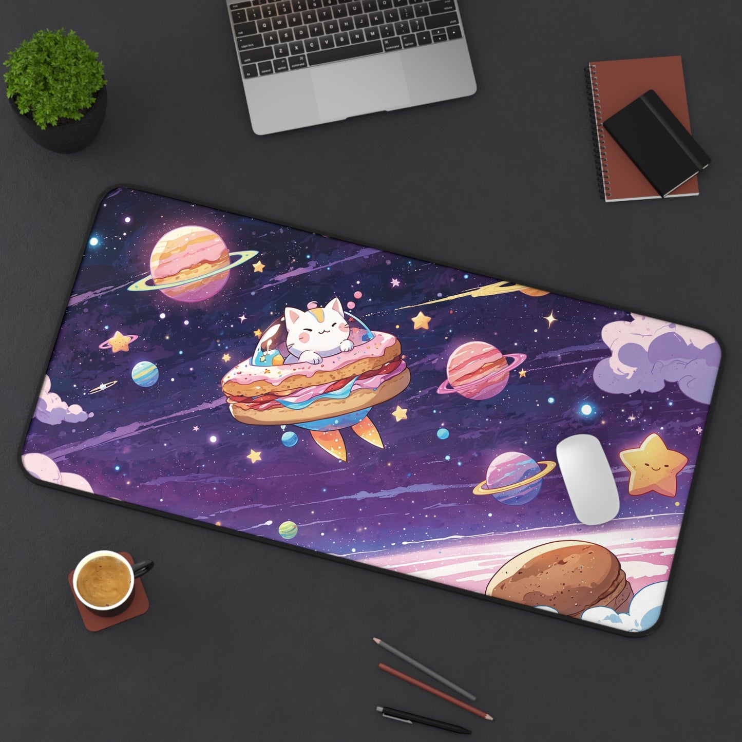 Anime Desk Mat - Cosmic Kitten in Space