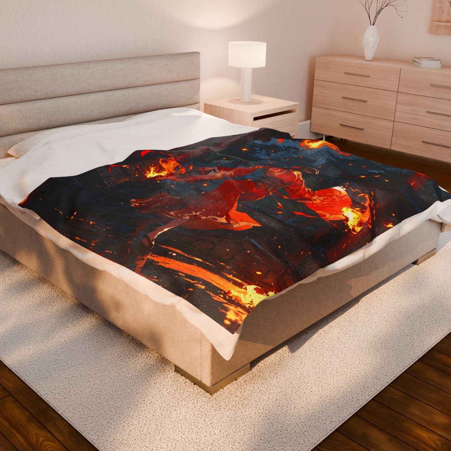 Anime Plush Blanket - Crimson Flame Lotus