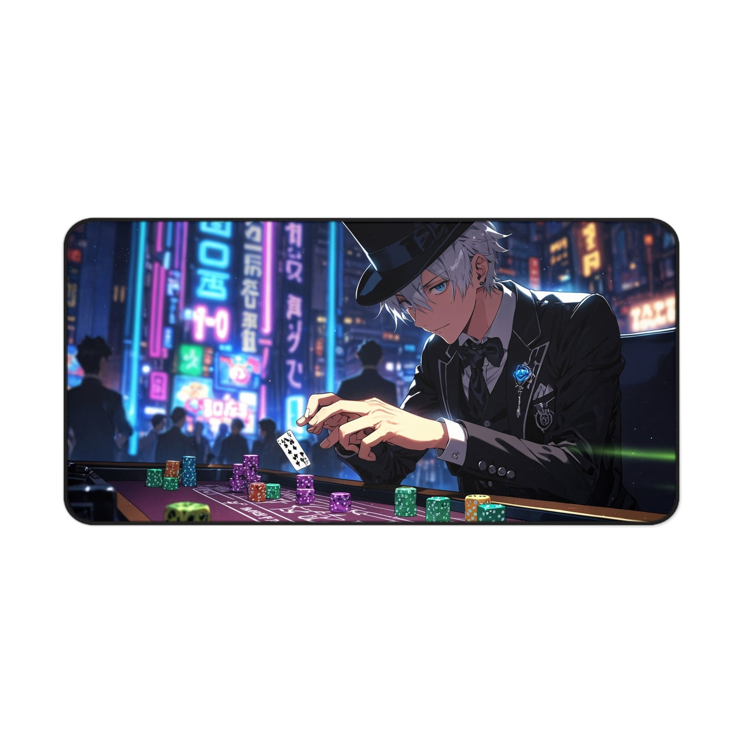 Anime Desk Mat - Cyberpunk Casino Magician