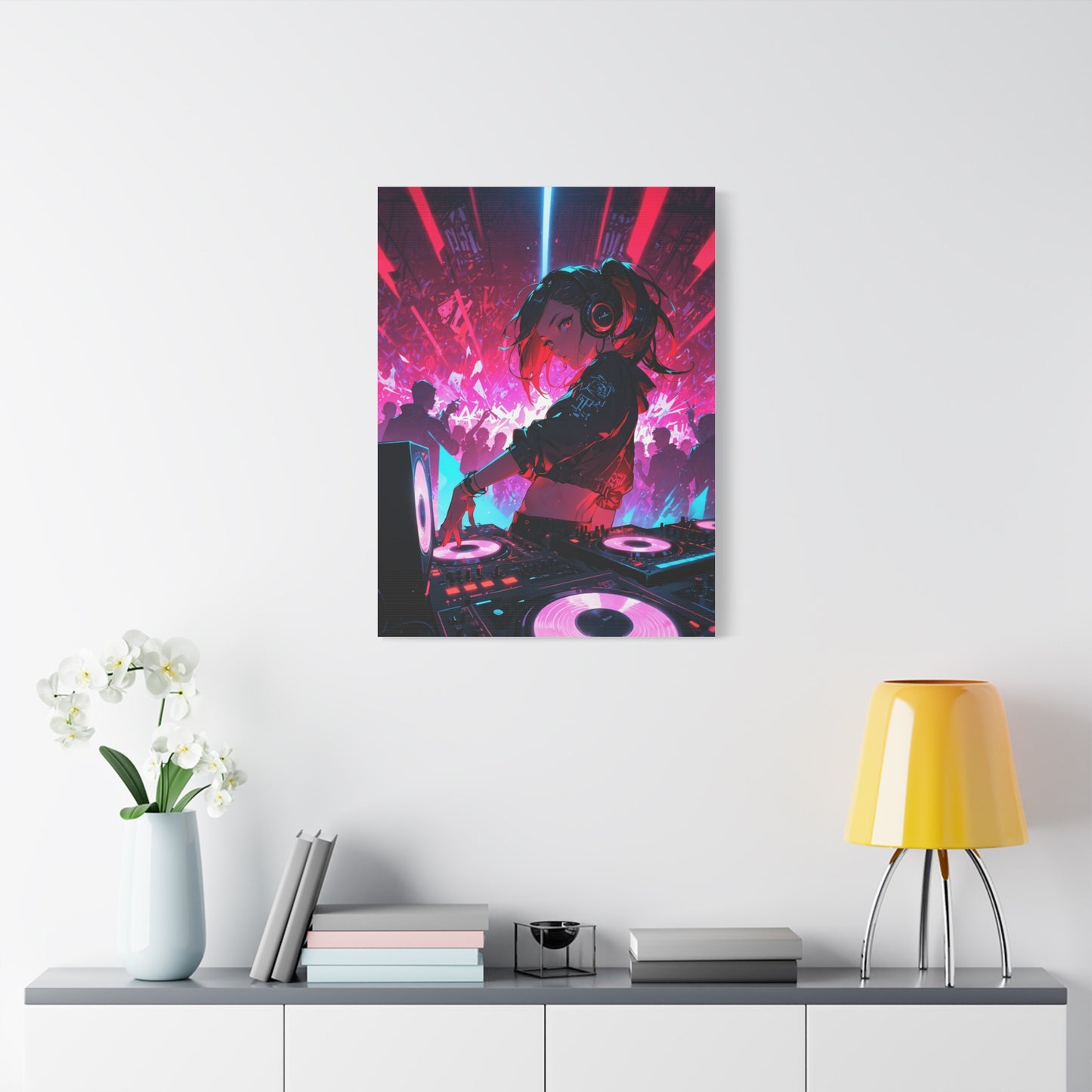 Anime Wall Canvas - Neon Cyberpunk DJ