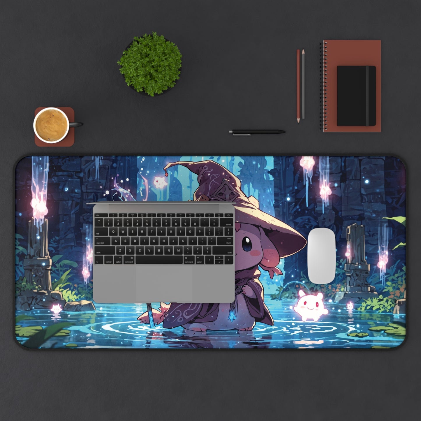 Anime Desk Mat - Mystical Axolotl Mage