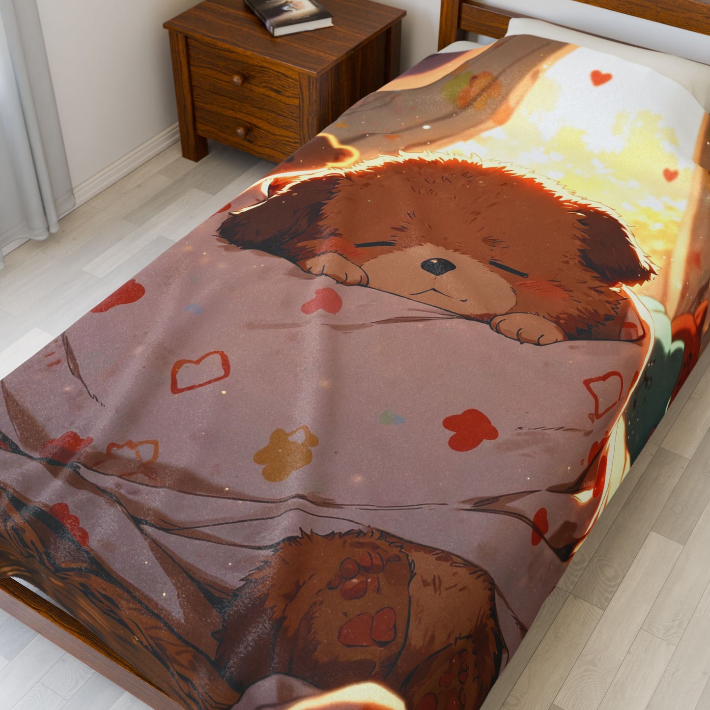 Anime Plush Blanket - Cozy Sleeping Puppy