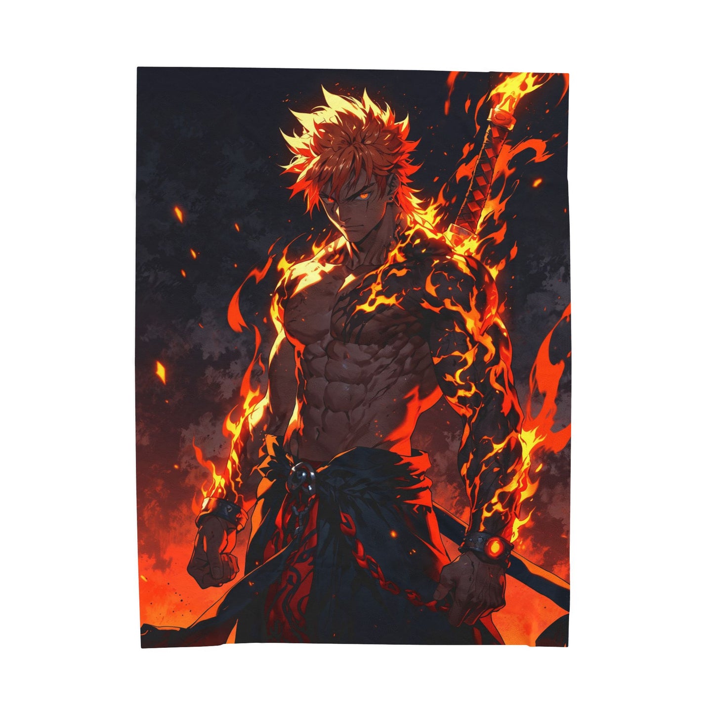 Anime Plush Blanket - Blazing Warrior