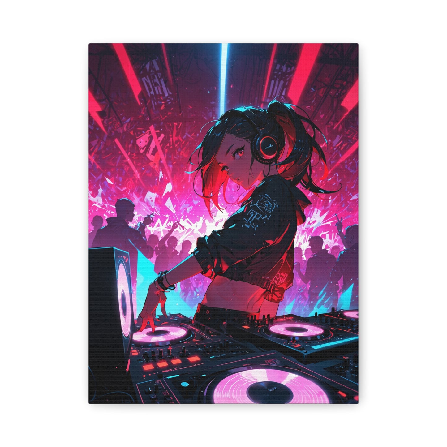 Anime Wall Canvas - Neon Cyberpunk DJ