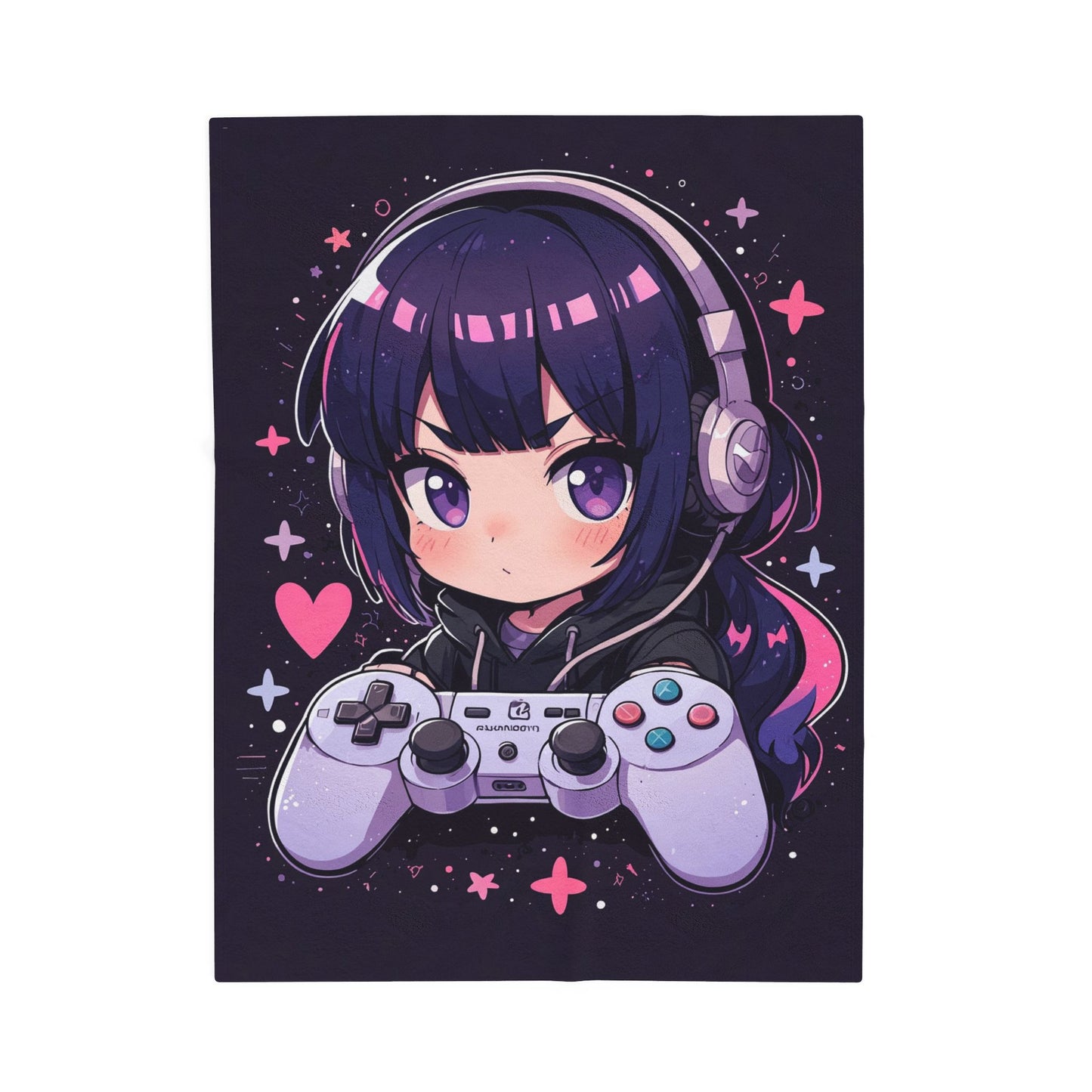 Anime Plush Blanket - Kawaii Gamer Girl