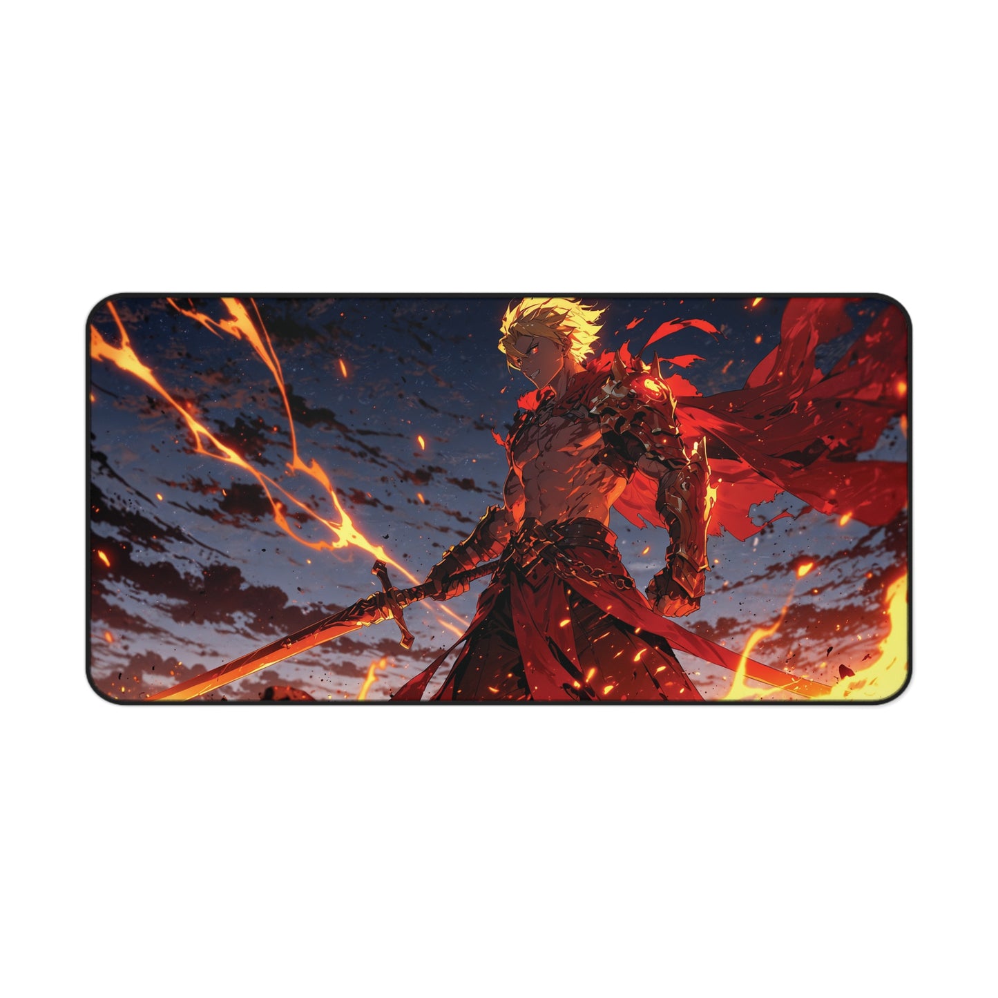 Anime Desk Mat - Epic Flame Swordsman