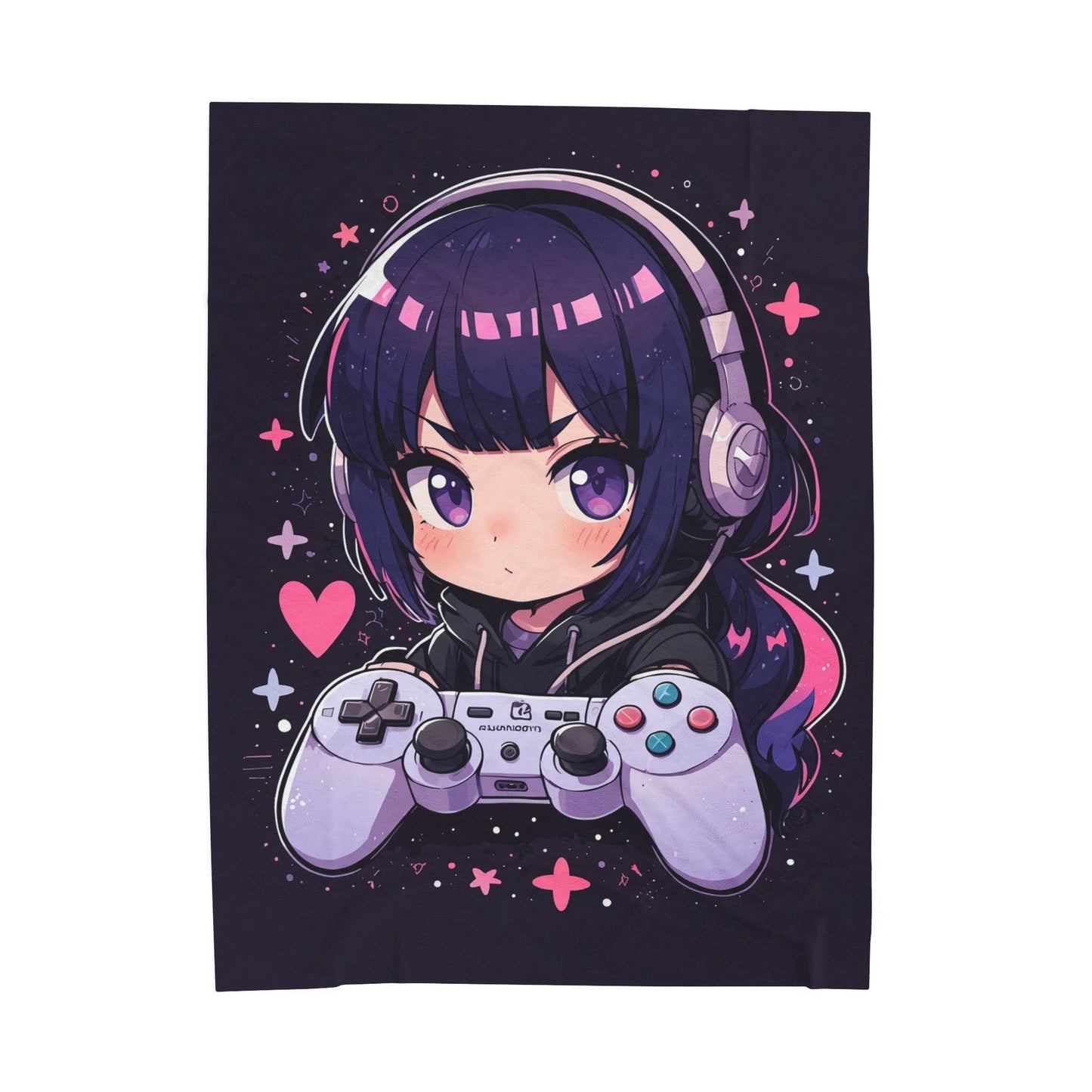 Anime Plush Blanket - Kawaii Gamer Girl