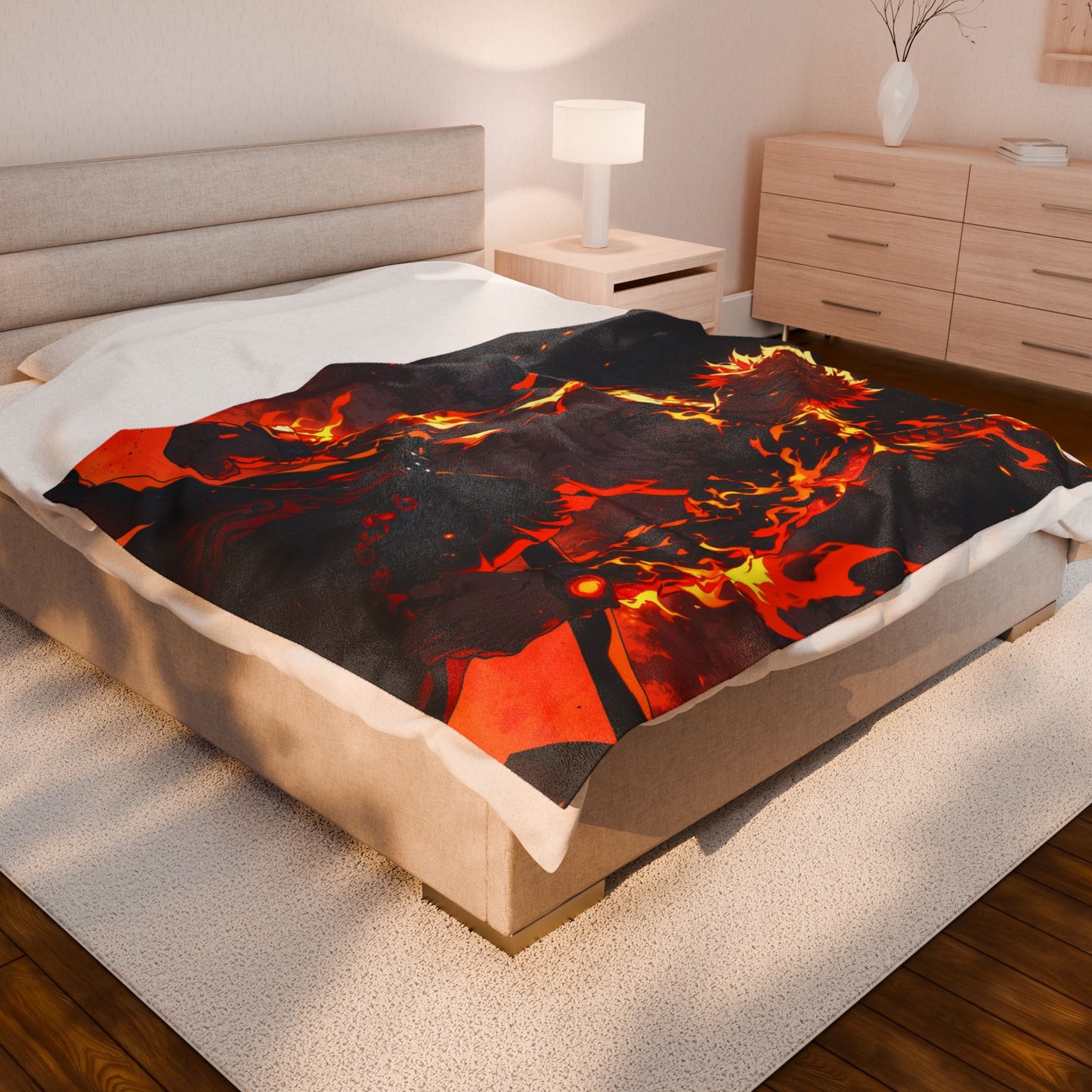 Anime Plush Blanket - Blazing Warrior