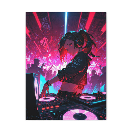 Anime Wall Canvas - Neon Cyberpunk DJ
