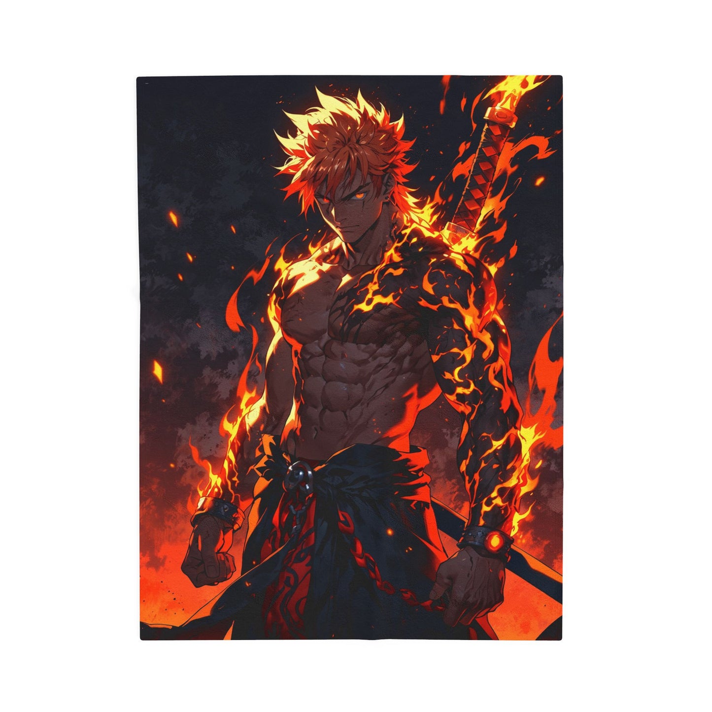 Anime Plush Blanket - Blazing Warrior