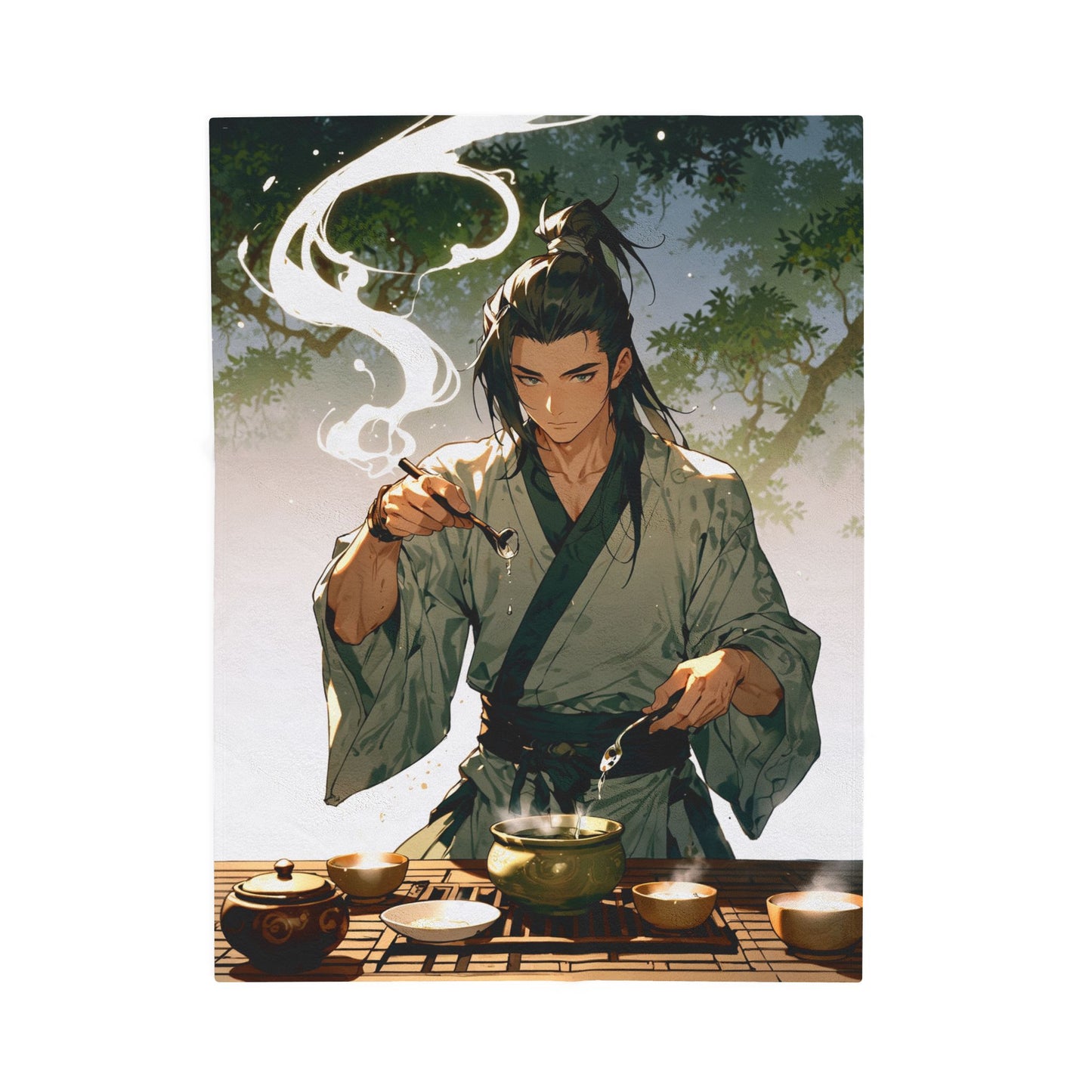 Anime Plush Blanket - Tranquil Tea Master