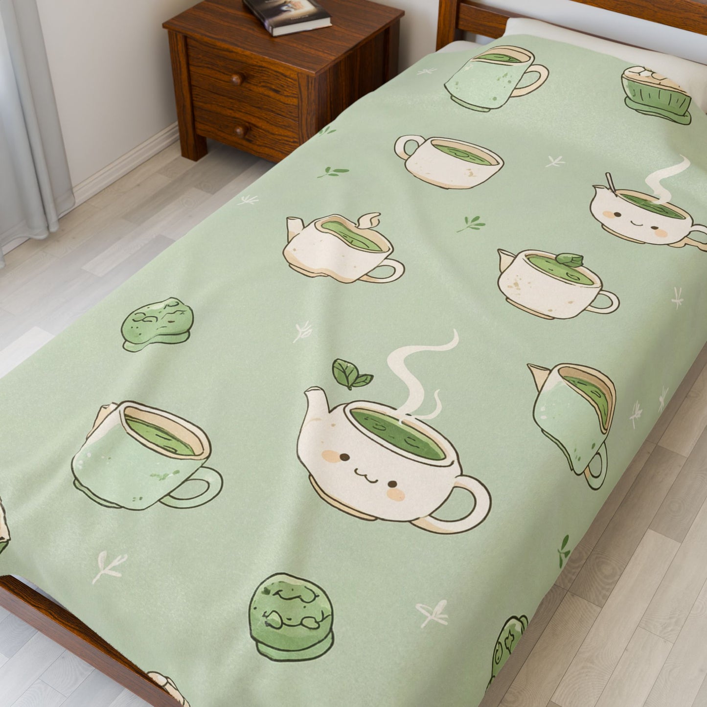 Anime Plush Blanket - Kawaii Matcha Tea