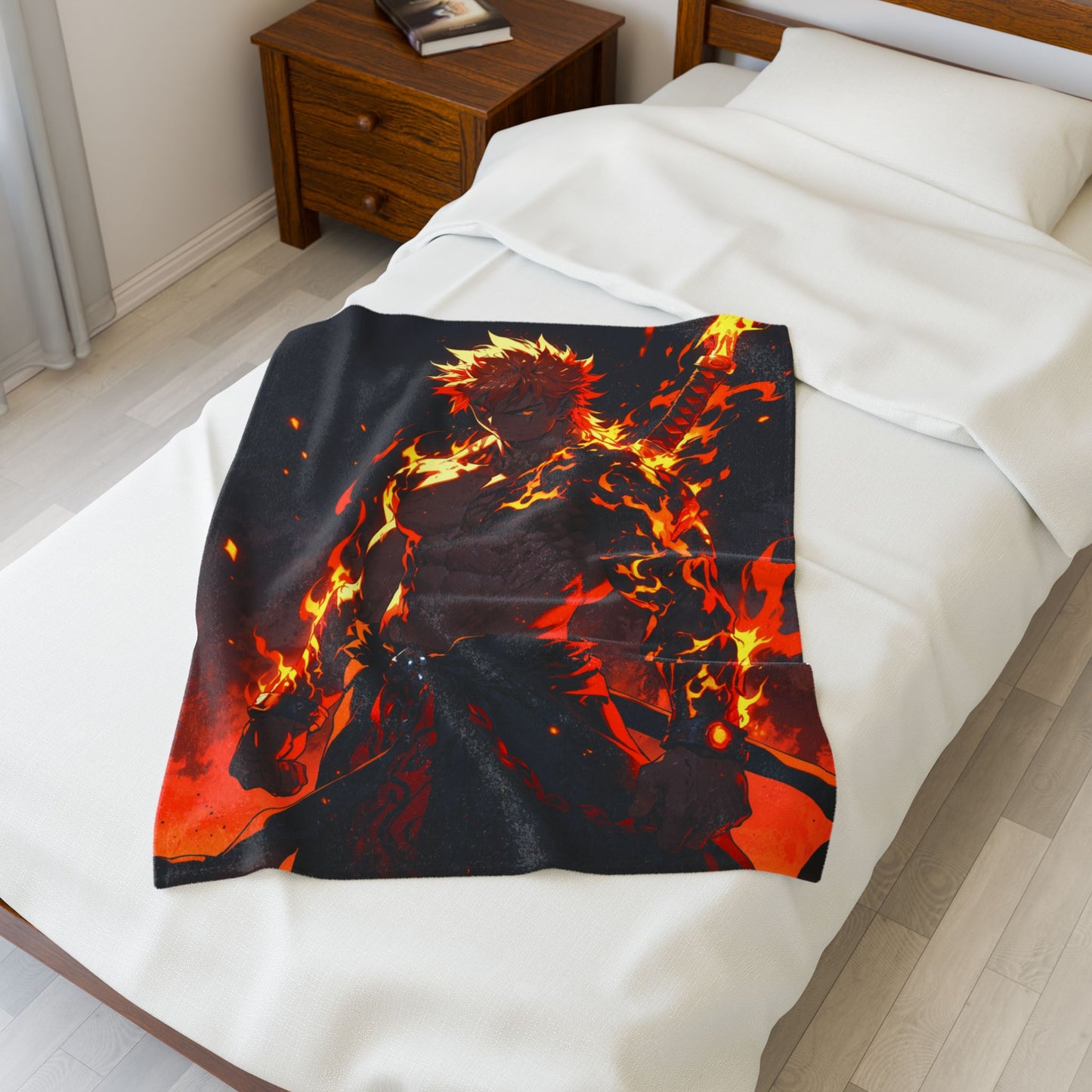 Anime Plush Blanket - Blazing Warrior