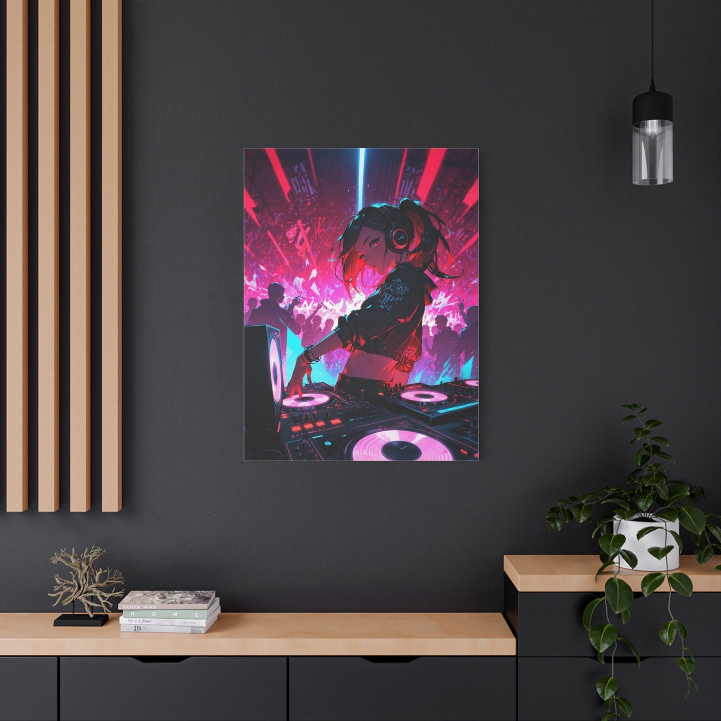Anime Wall Canvas - Neon Cyberpunk DJ