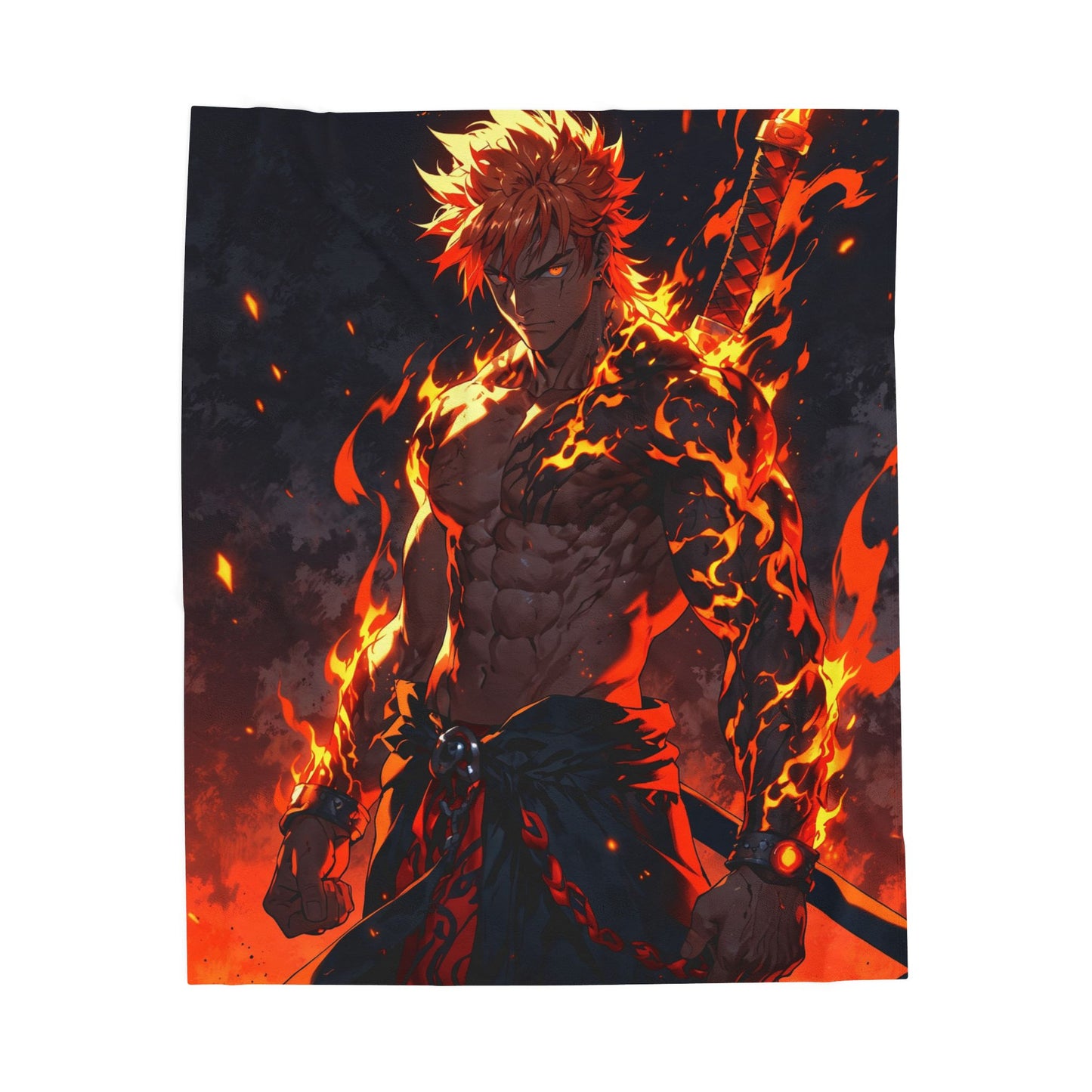 Anime Plush Blanket - Blazing Warrior