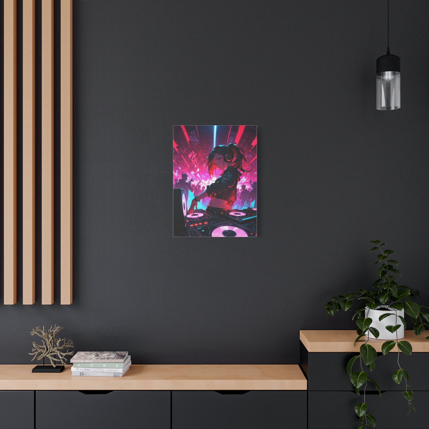 Anime Wall Canvas - Neon Cyberpunk DJ
