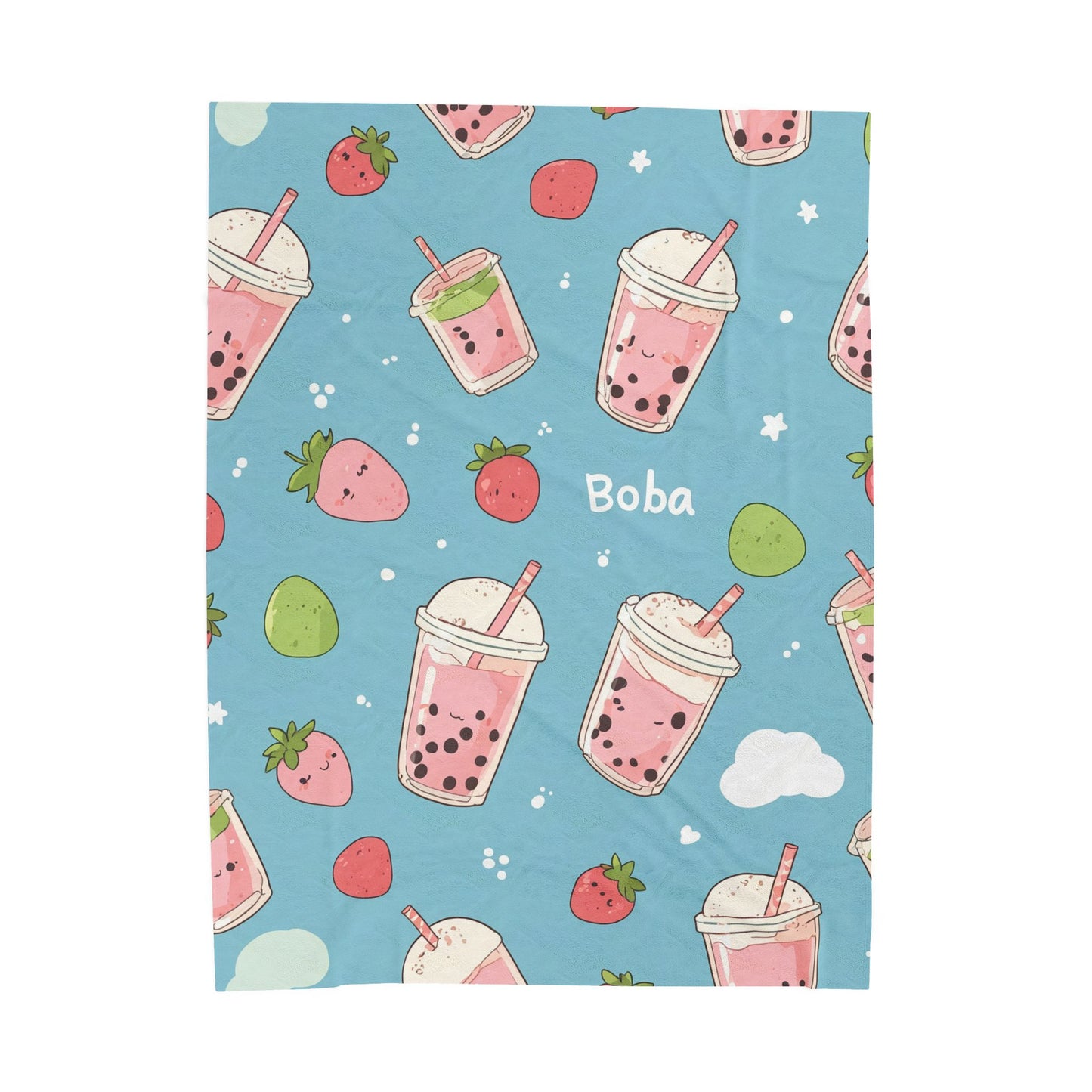Anime Plush Blanket - Strawberry Boba Tea