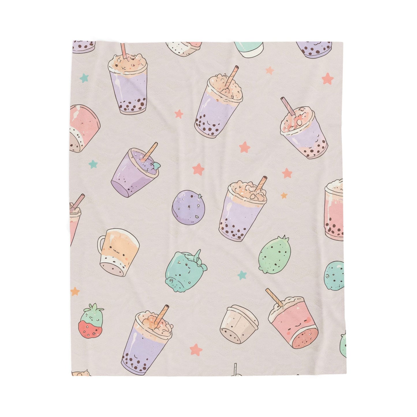 Anime Plush Blanket - Kawaii Boba Tea