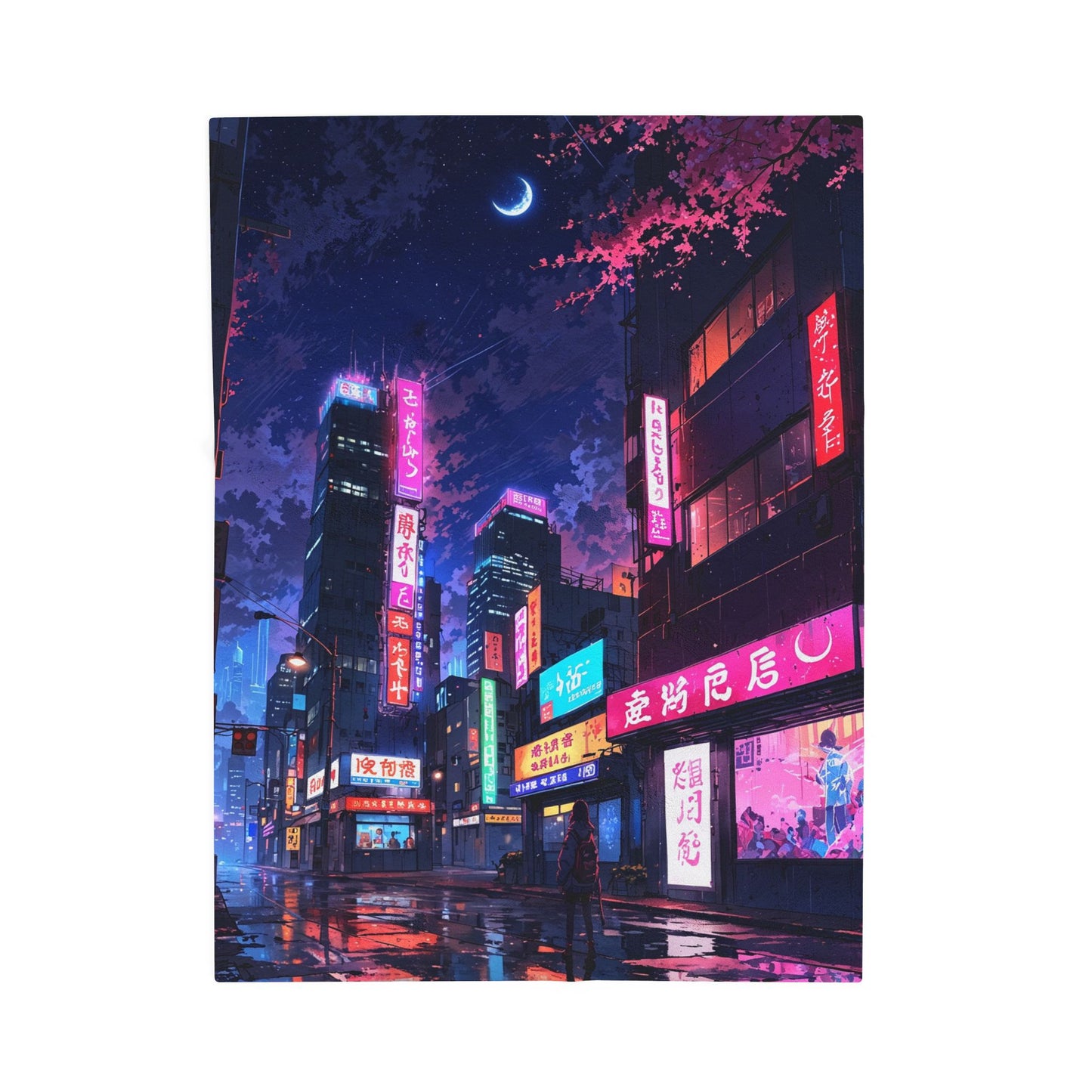 Anime Plush Blanket - Cyberpunk Tokyo Night