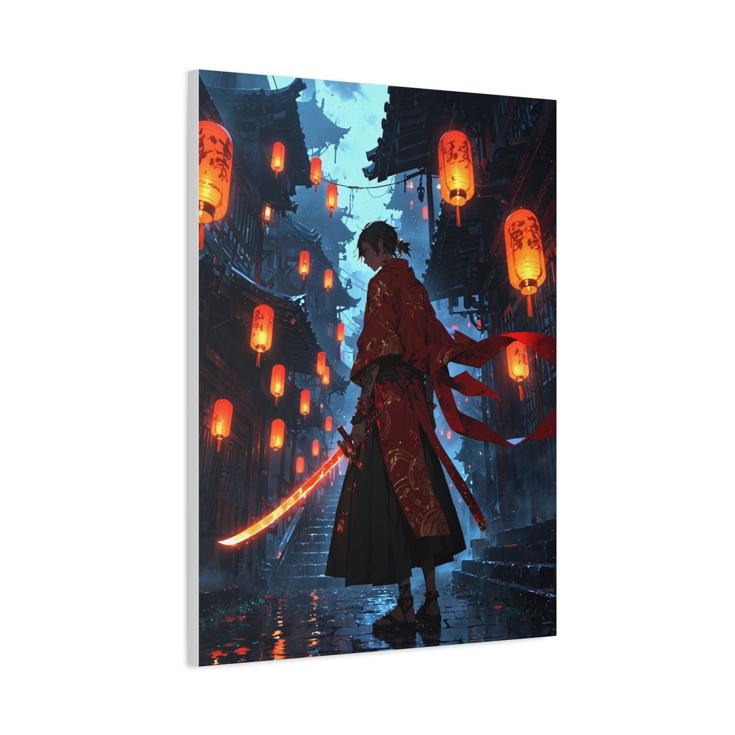 Anime Wall Canvas - Lantern Samurai