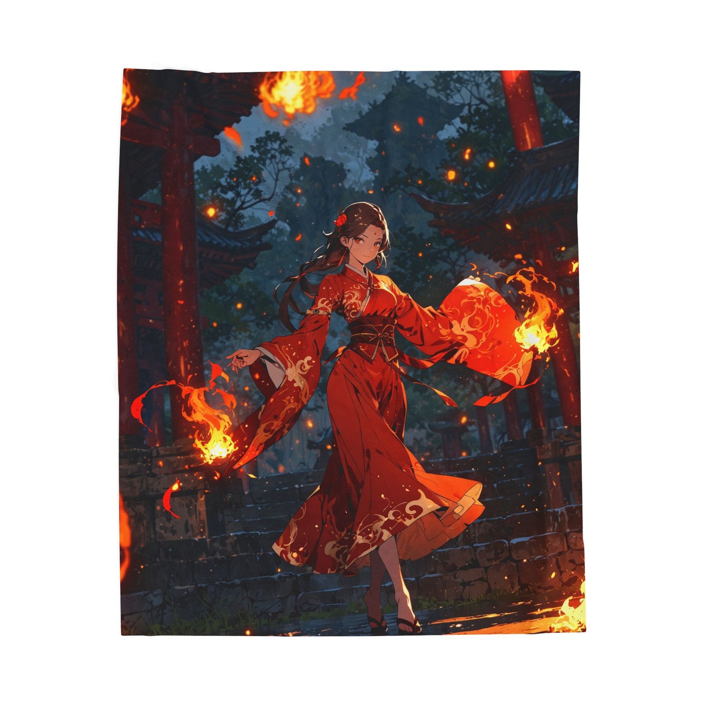 Anime Plush Blanket - Crimson Flame Lotus
