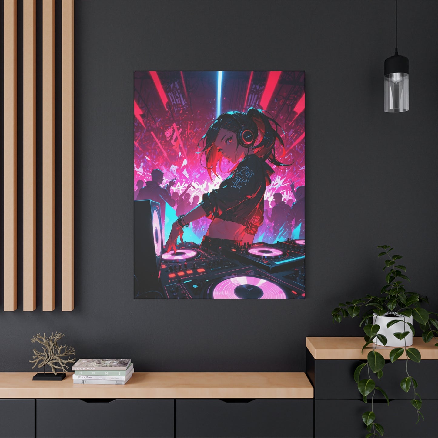 Anime Wall Canvas - Neon Cyberpunk DJ