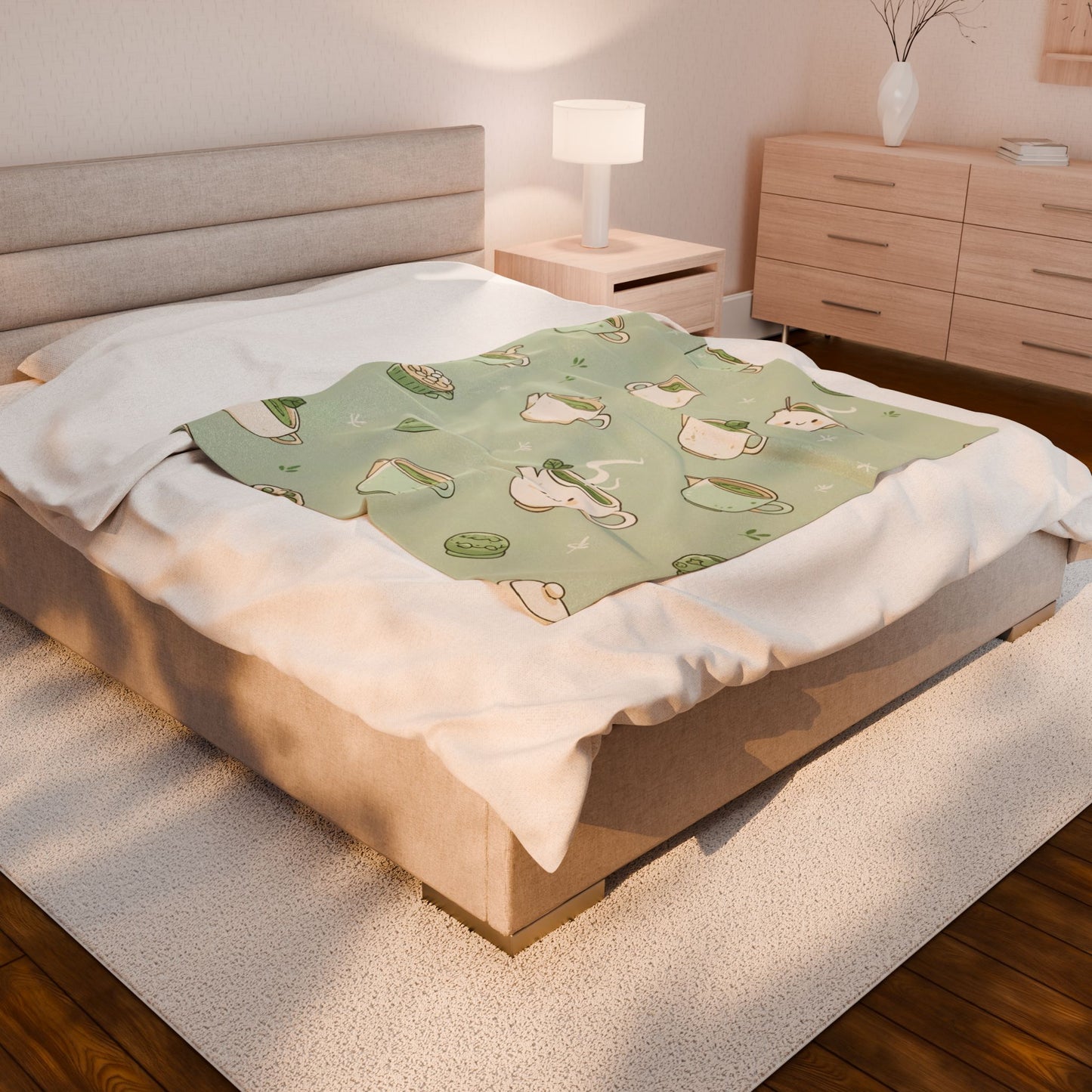 Anime Plush Blanket - Kawaii Matcha Tea