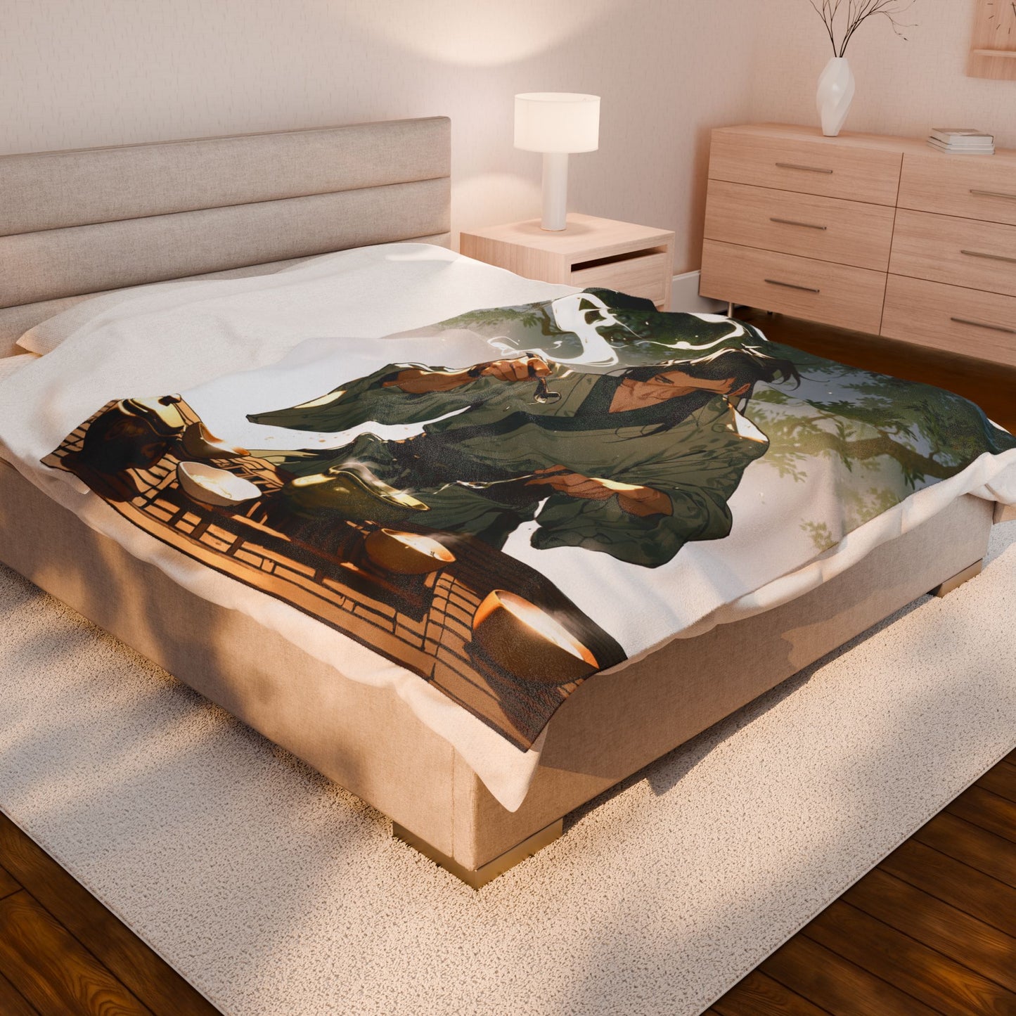 Anime Plush Blanket - Tranquil Tea Master