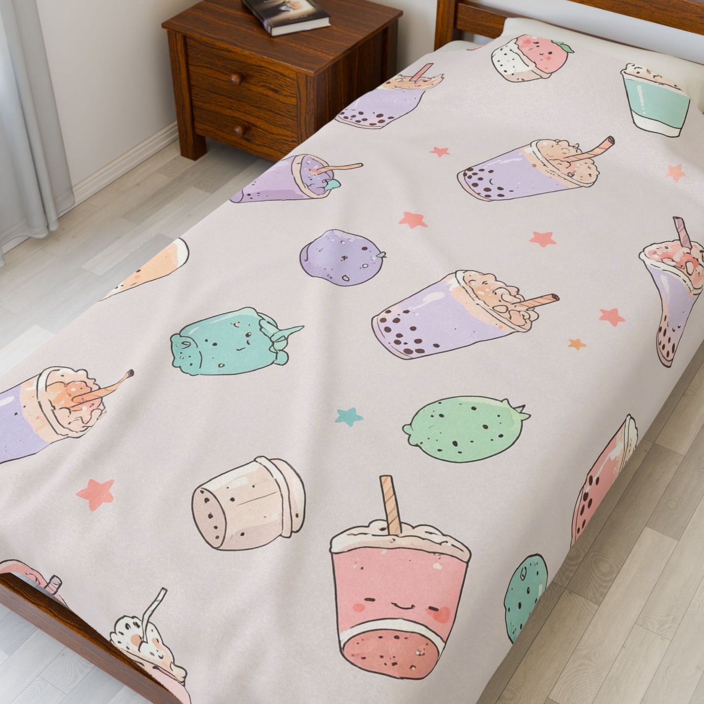 Anime Plush Blanket - Kawaii Boba Tea