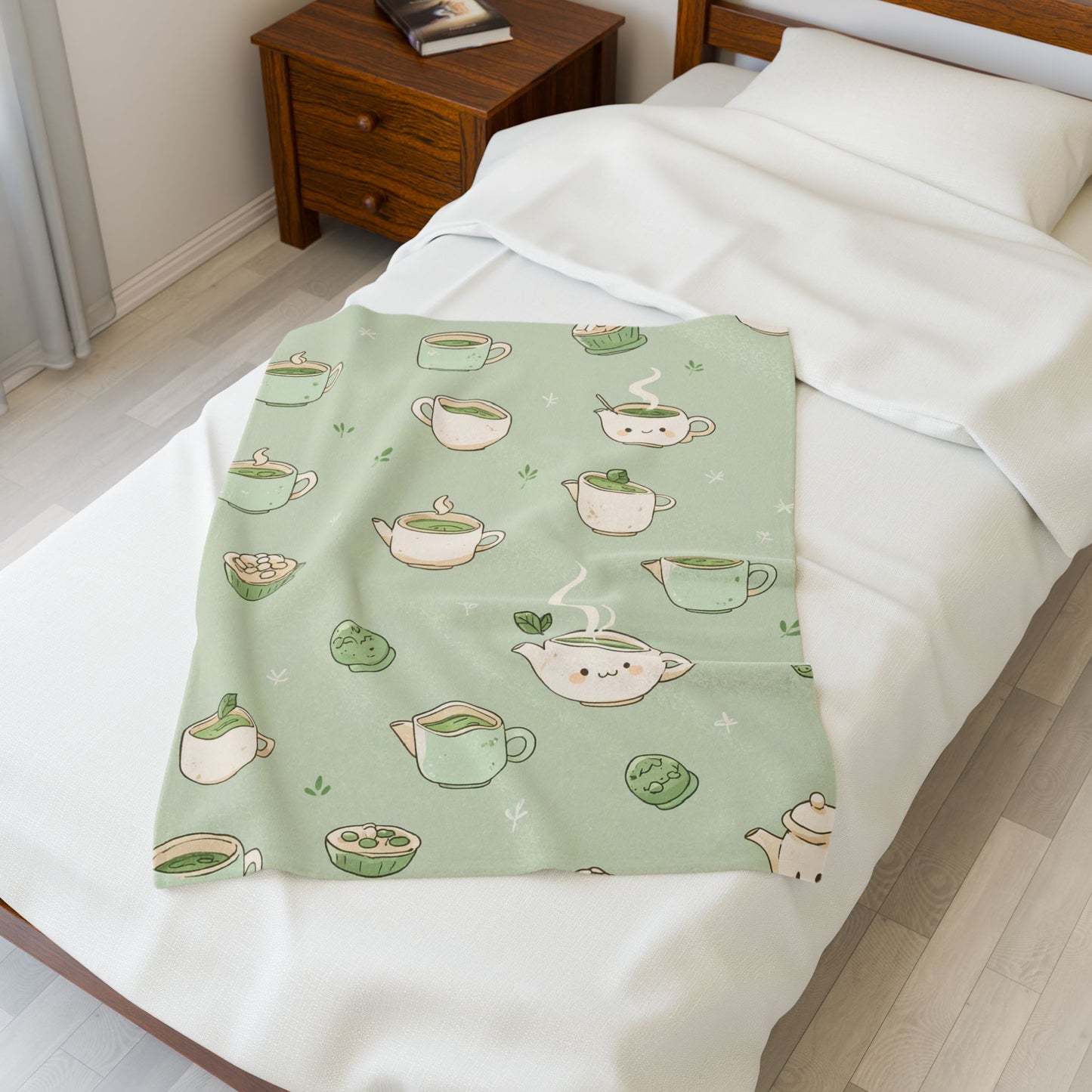 Anime Plush Blanket - Kawaii Matcha Tea