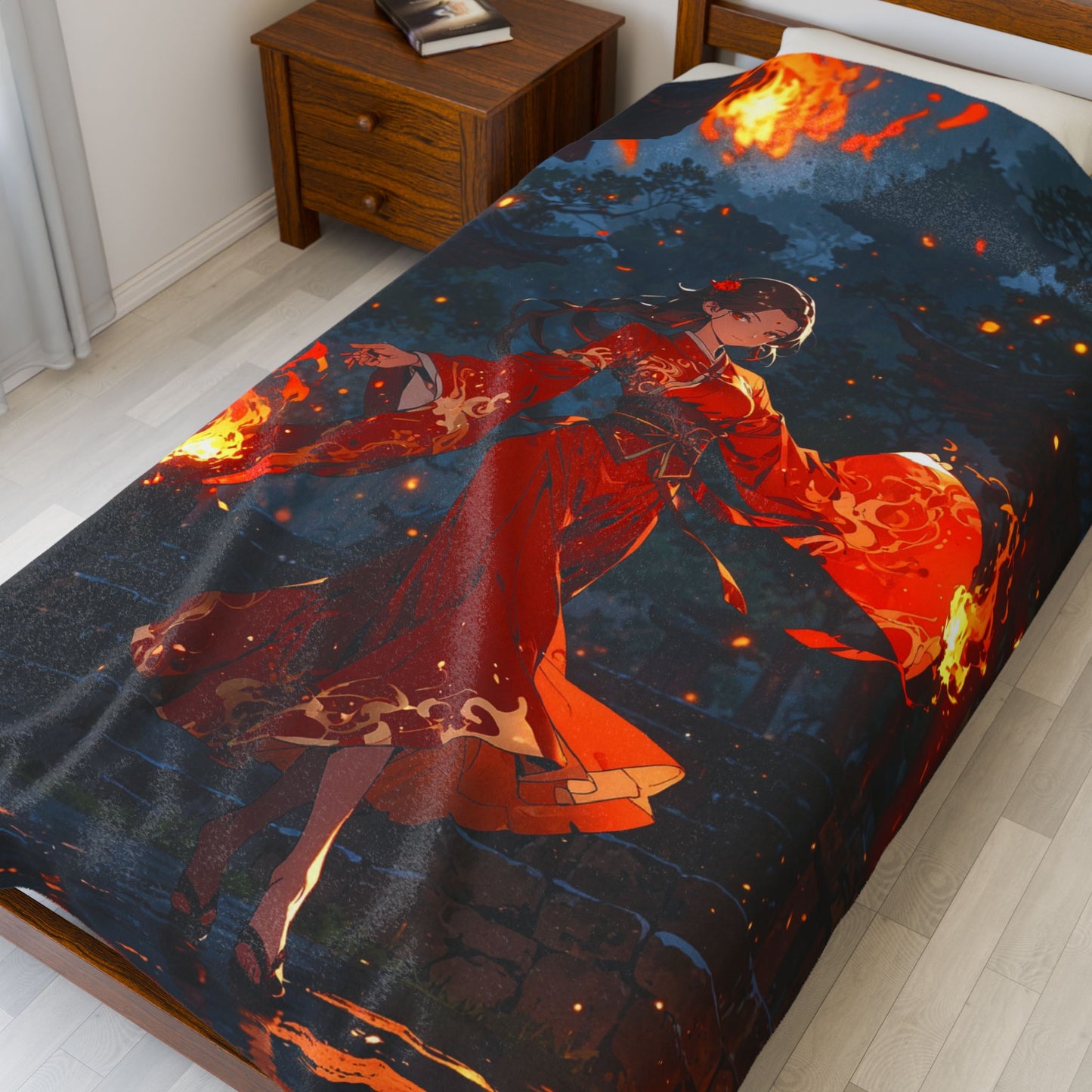 Anime Plush Blanket - Crimson Flame Lotus