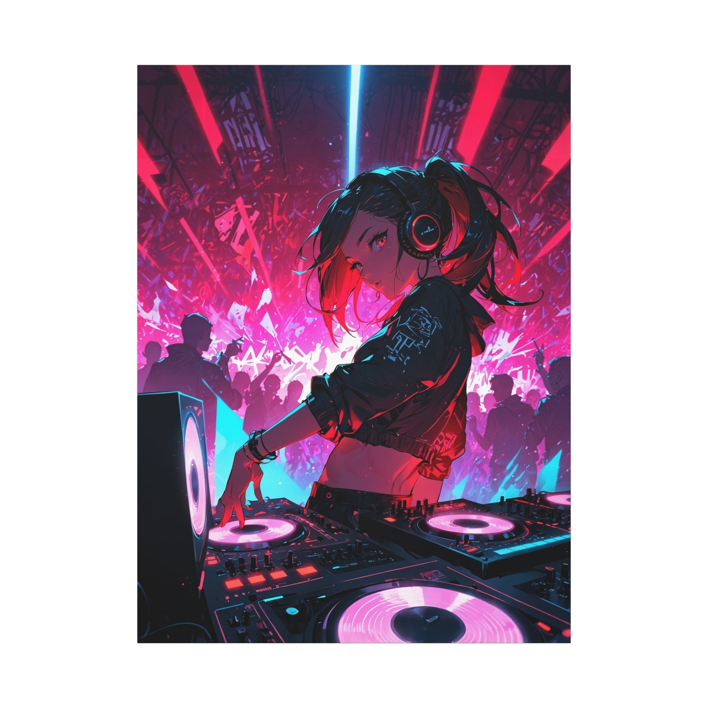 Anime Wall Canvas - Neon Cyberpunk DJ