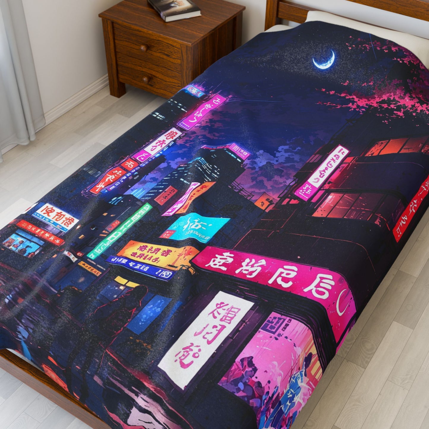 Anime Plush Blanket - Cyberpunk Tokyo Night