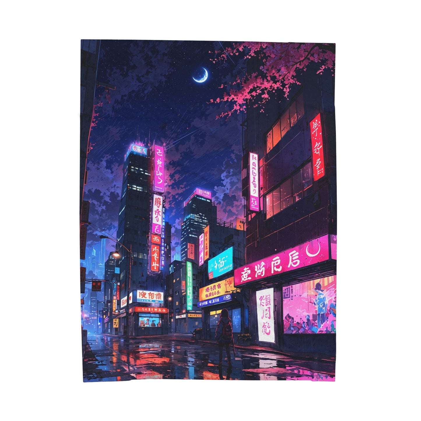 Anime Plush Blanket - Cyberpunk Tokyo Night