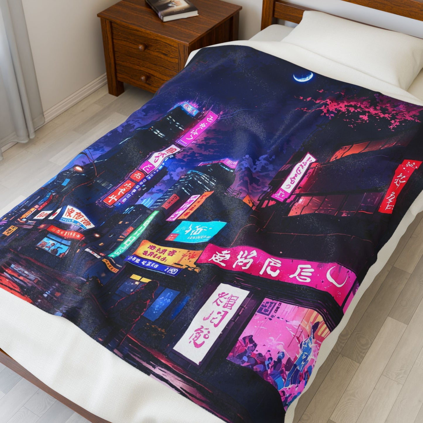 Anime Plush Blanket - Cyberpunk Tokyo Night
