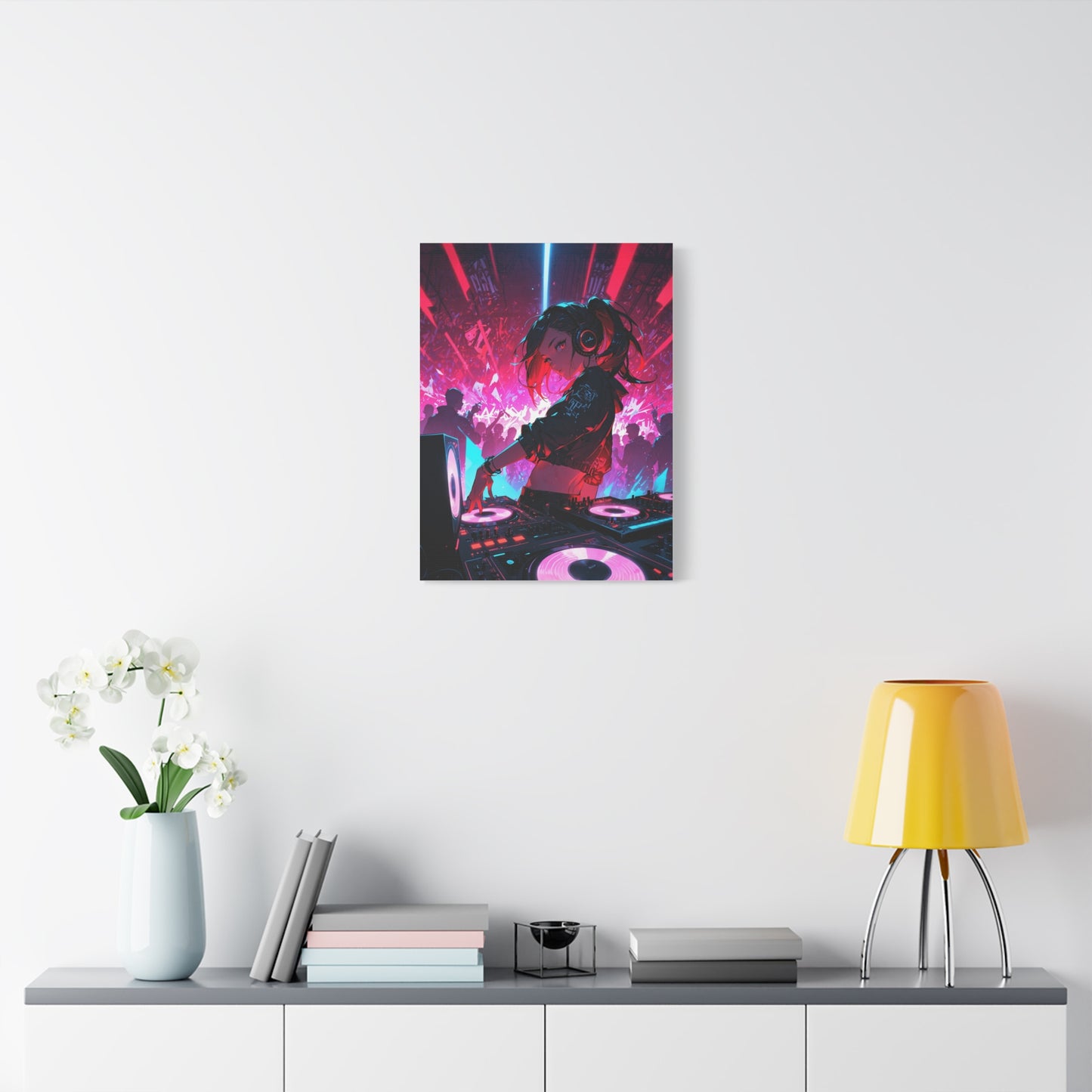 Anime Wall Canvas - Neon Cyberpunk DJ