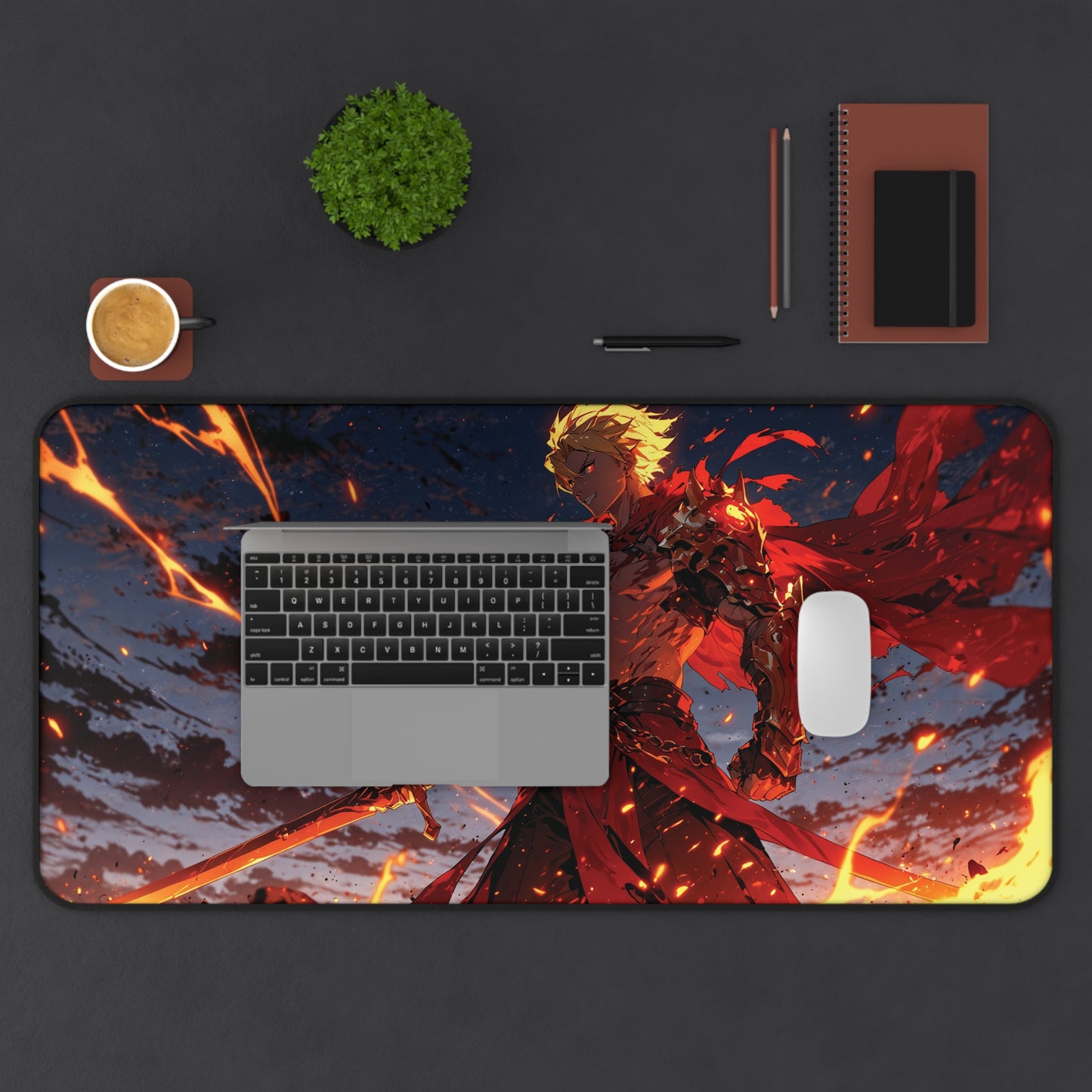 Anime Desk Mat - Epic Flame Swordsman