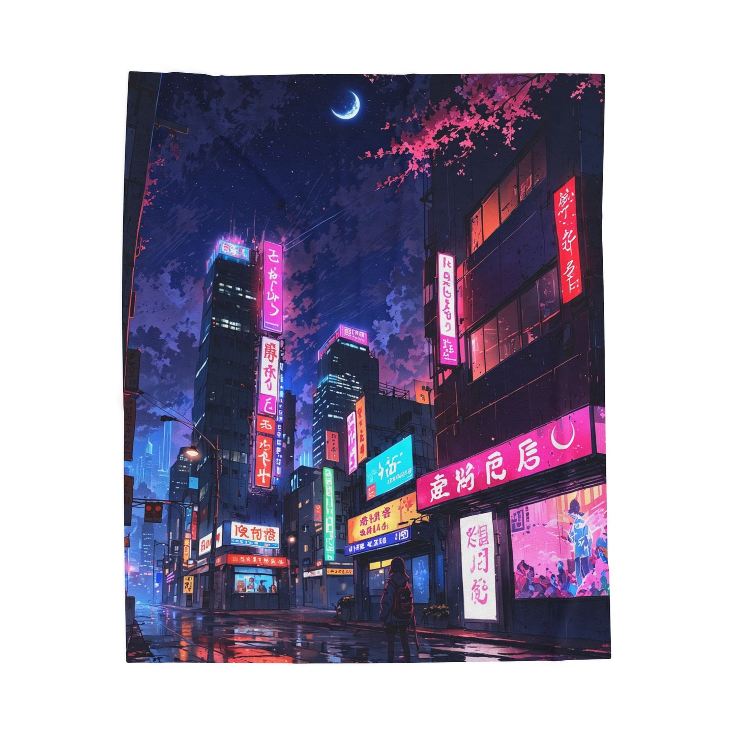 Anime Plush Blanket - Cyberpunk Tokyo Night