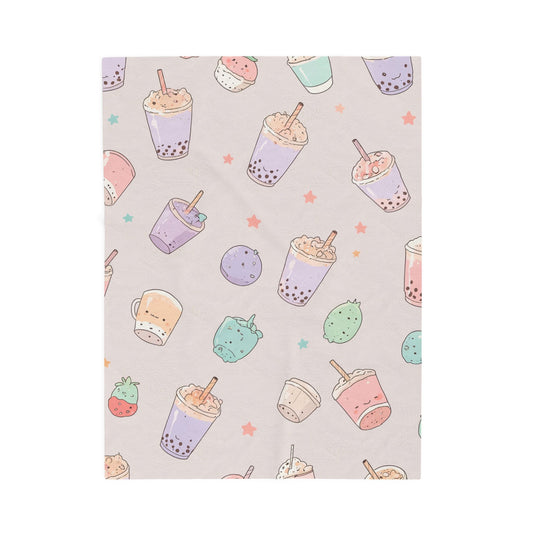 Anime Plush Blanket - Kawaii Boba Tea