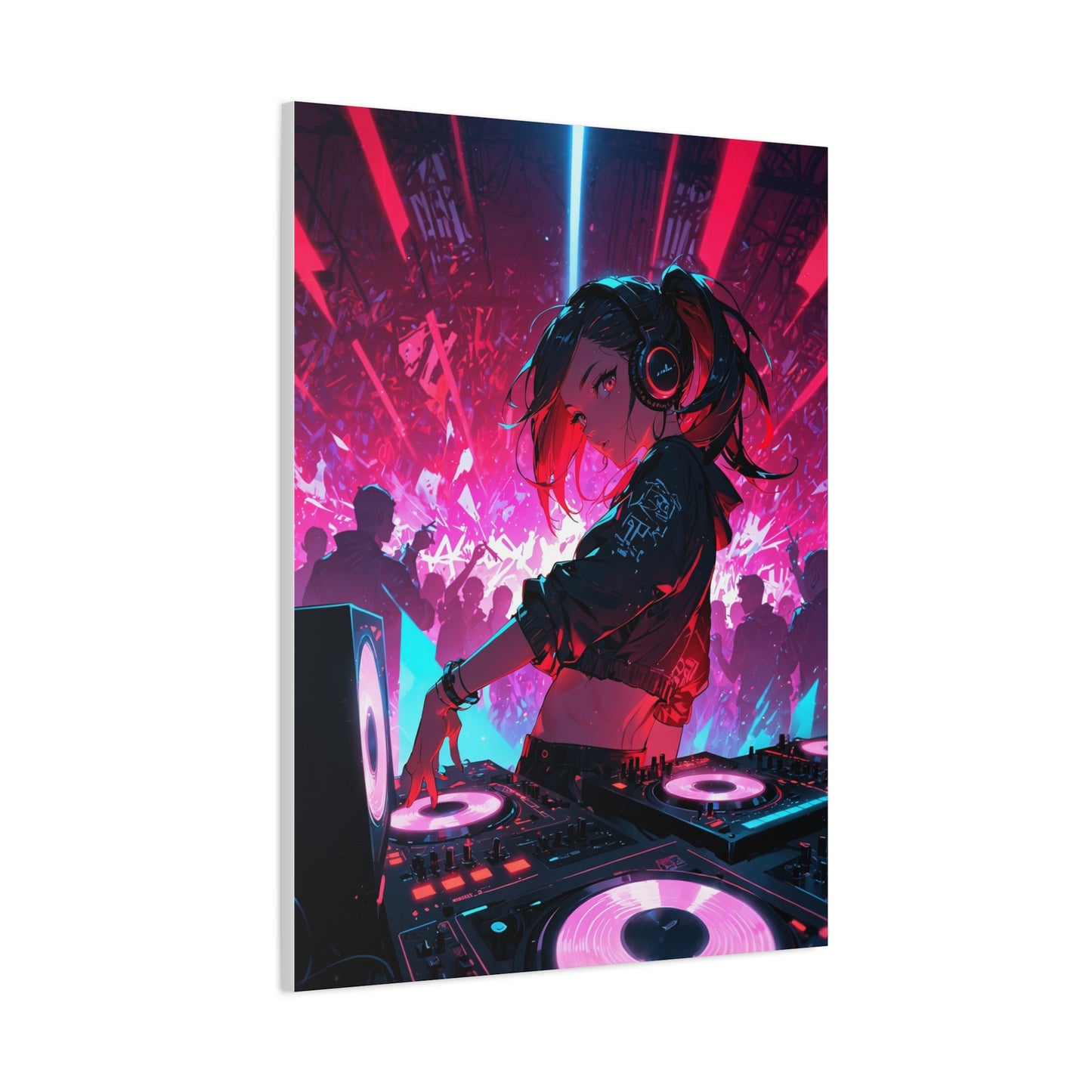 Anime Wall Canvas - Neon Cyberpunk DJ