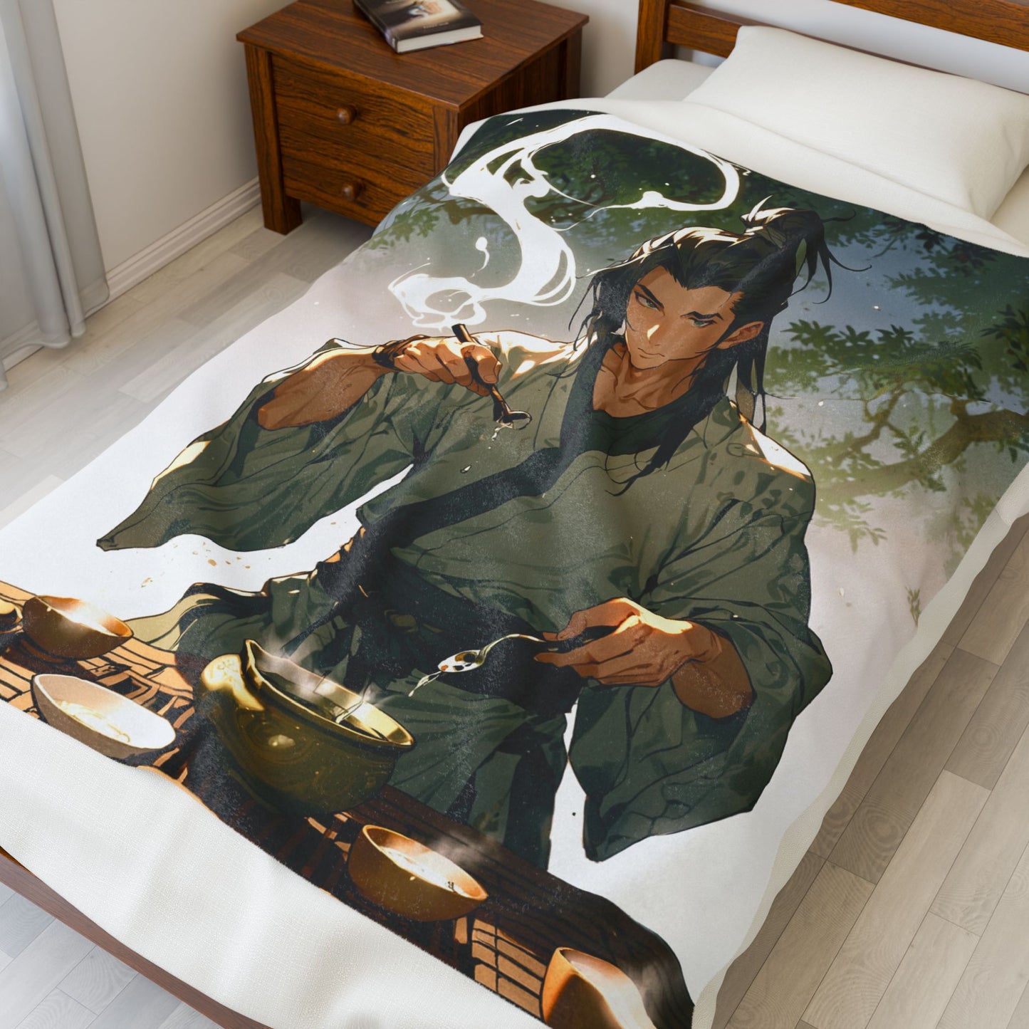 Anime Plush Blanket - Tranquil Tea Master