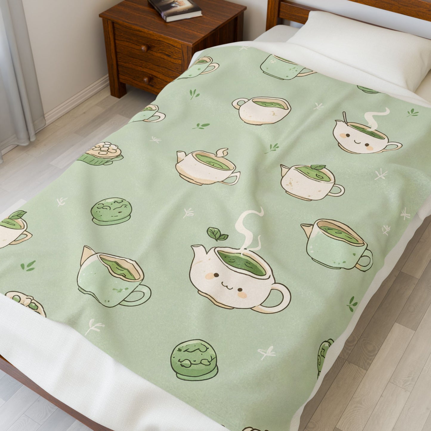 Anime Plush Blanket - Kawaii Matcha Tea