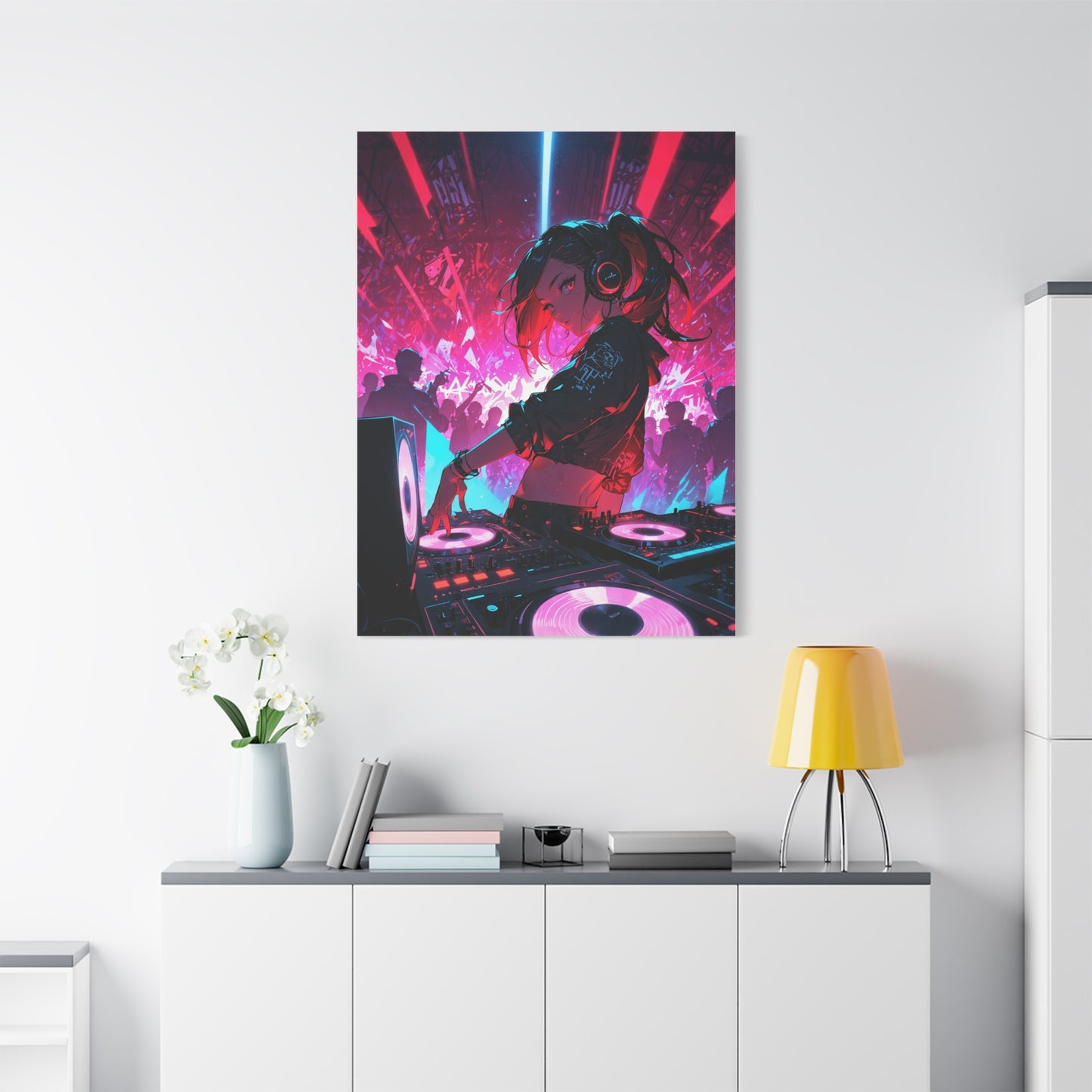 Anime Wall Canvas - Neon Cyberpunk DJ