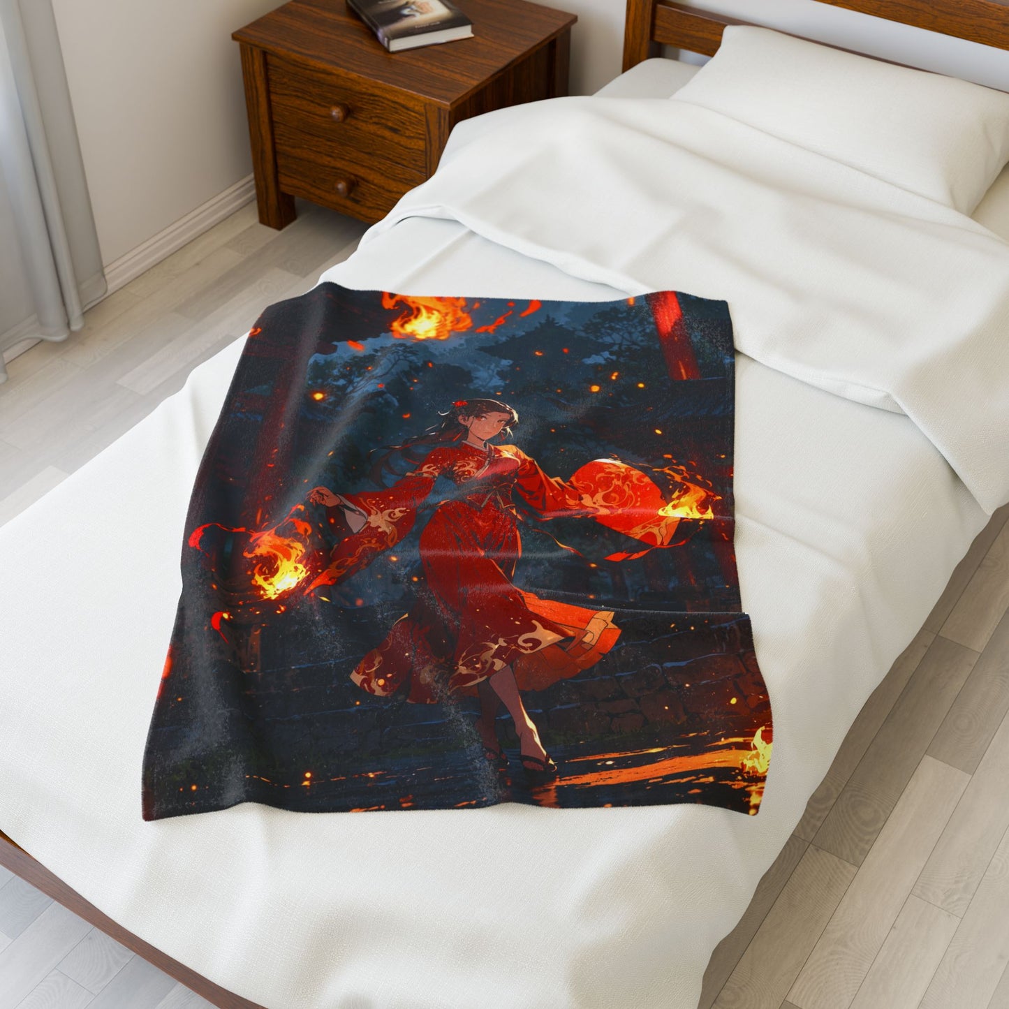 Anime Plush Blanket - Crimson Flame Lotus