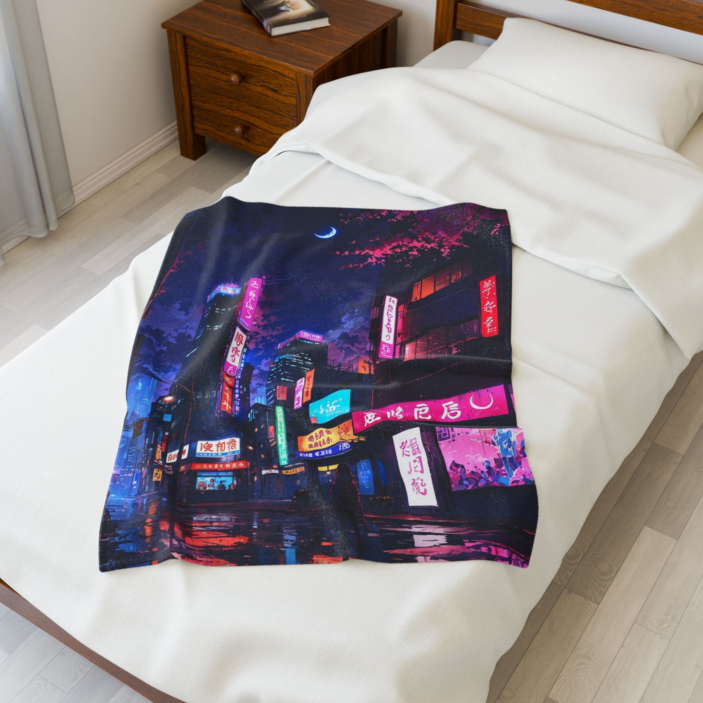 Anime Plush Blanket - Cyberpunk Tokyo Night