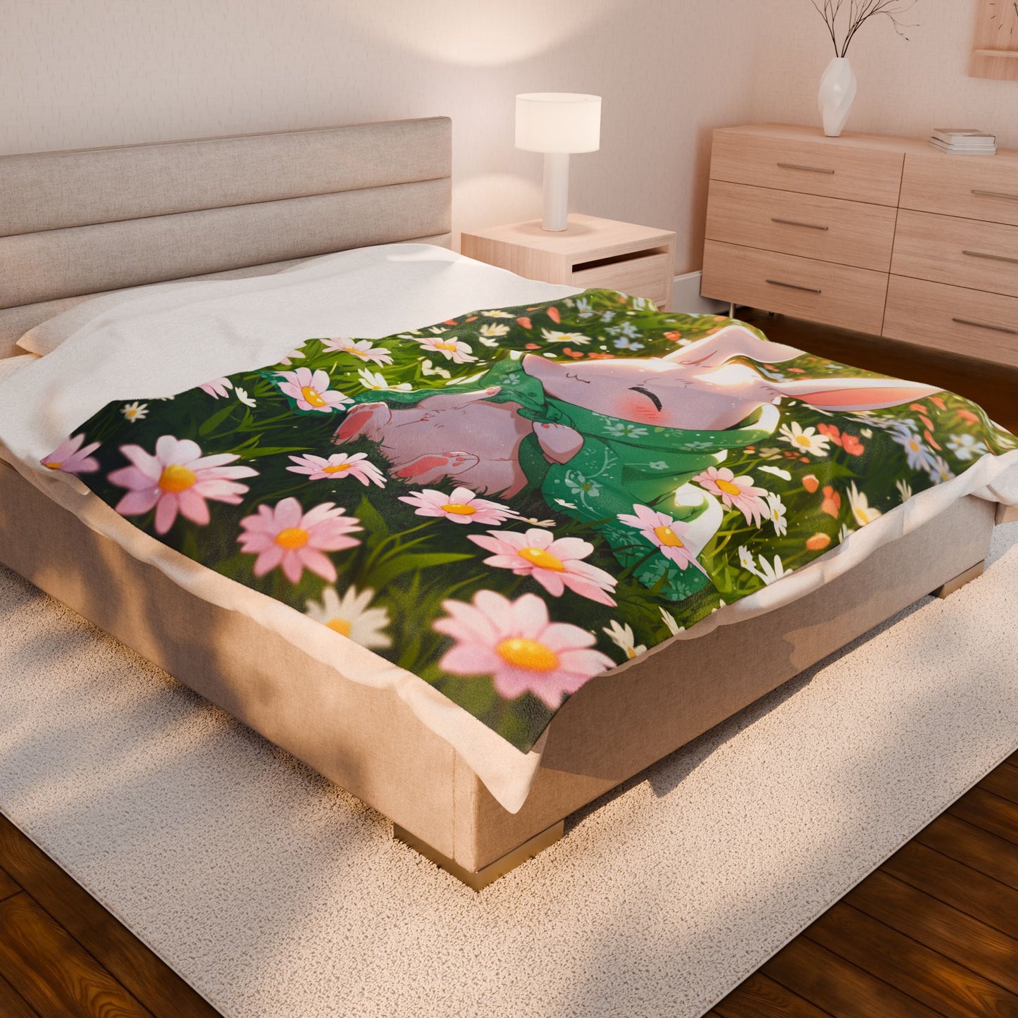 Anime Plush Blanket - Cozy Kawaii Bunny