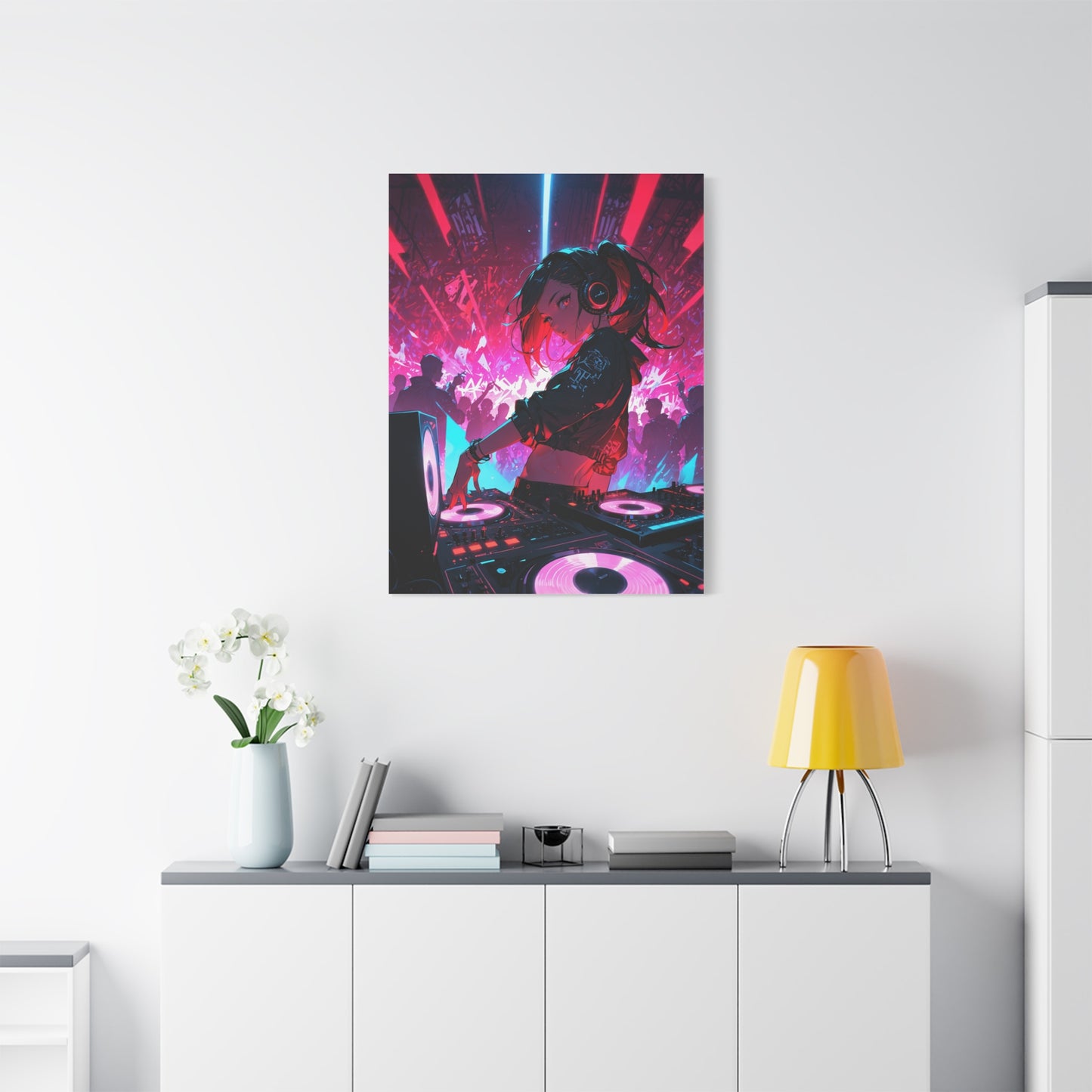 Anime Wall Canvas - Neon Cyberpunk DJ